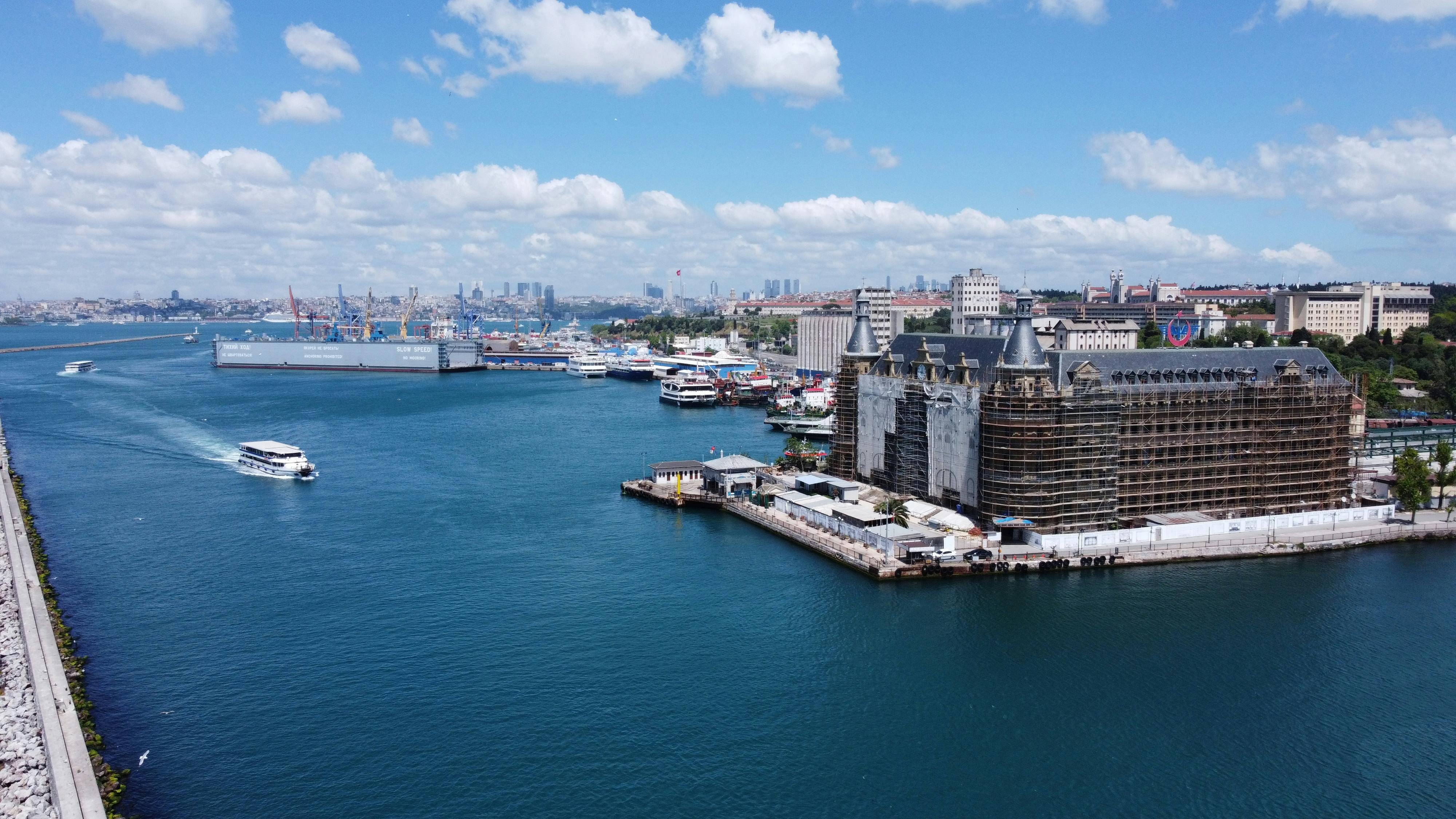 a large city with a harbor and buildings