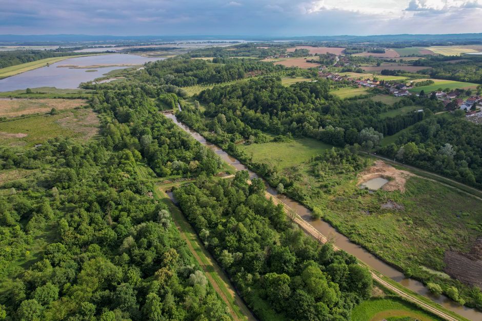 A stunning aerial view showcasing the lush greenery and rural landscape of Garešnica, Croatia.