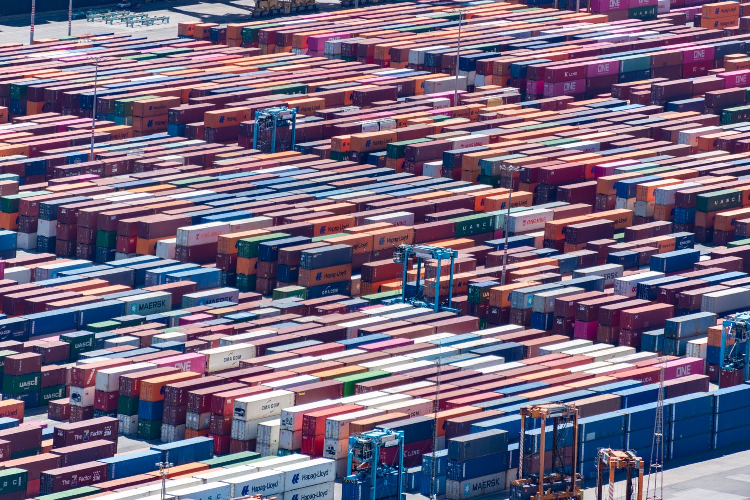 Aerial view of container logistics