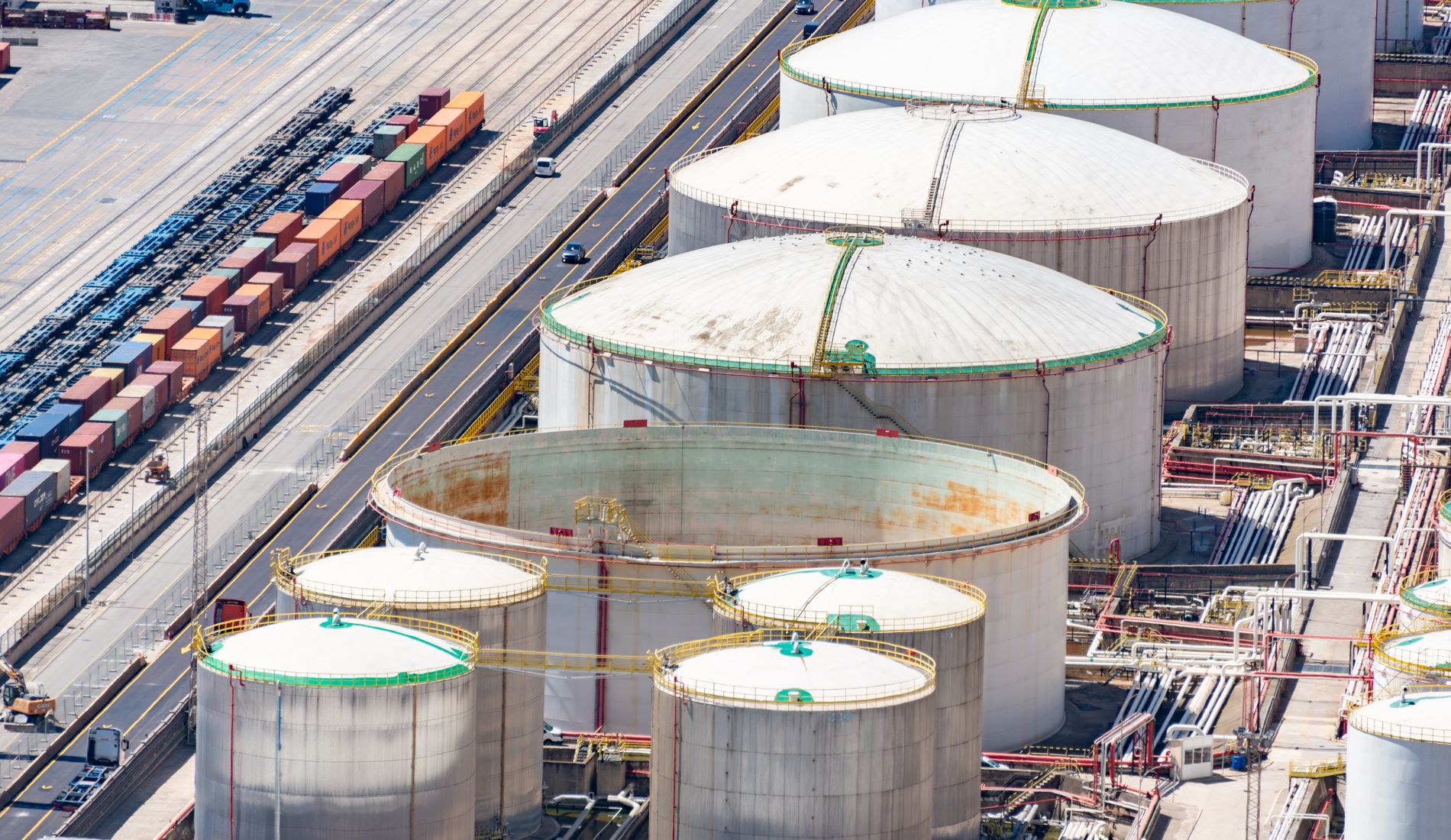 Tanker at a petroleum terminal jetty