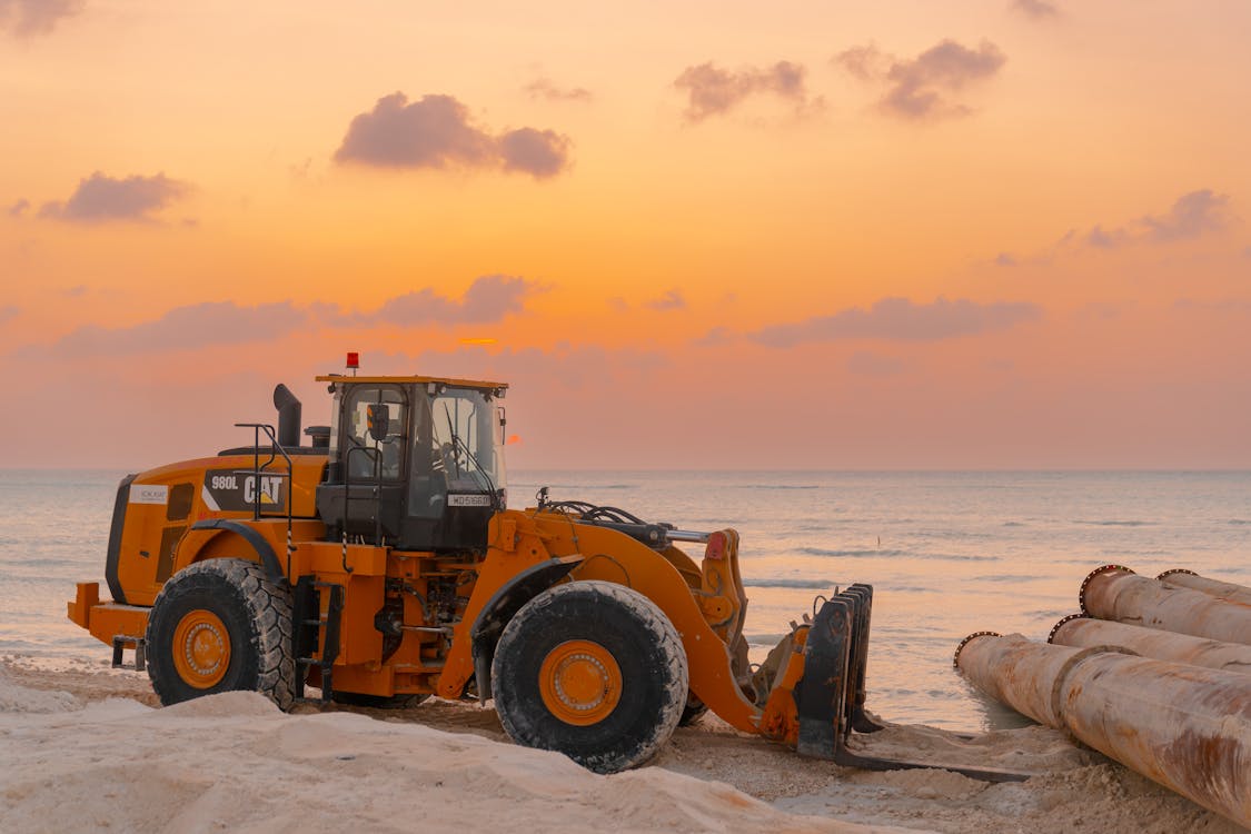 Základová fotografie zdarma na téma bezpečnost stavby, buldozer, detail stavebního vybavení