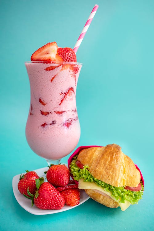 Strawberry Smoothie on a Clear Glass