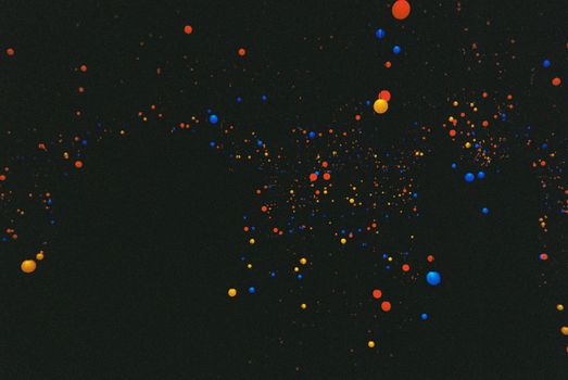 Colorful abstract pattern with vibrant dots on a black background, creative design.
