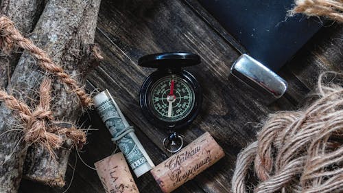 Základová fotografie zdarma na téma kompas, korek, peníze