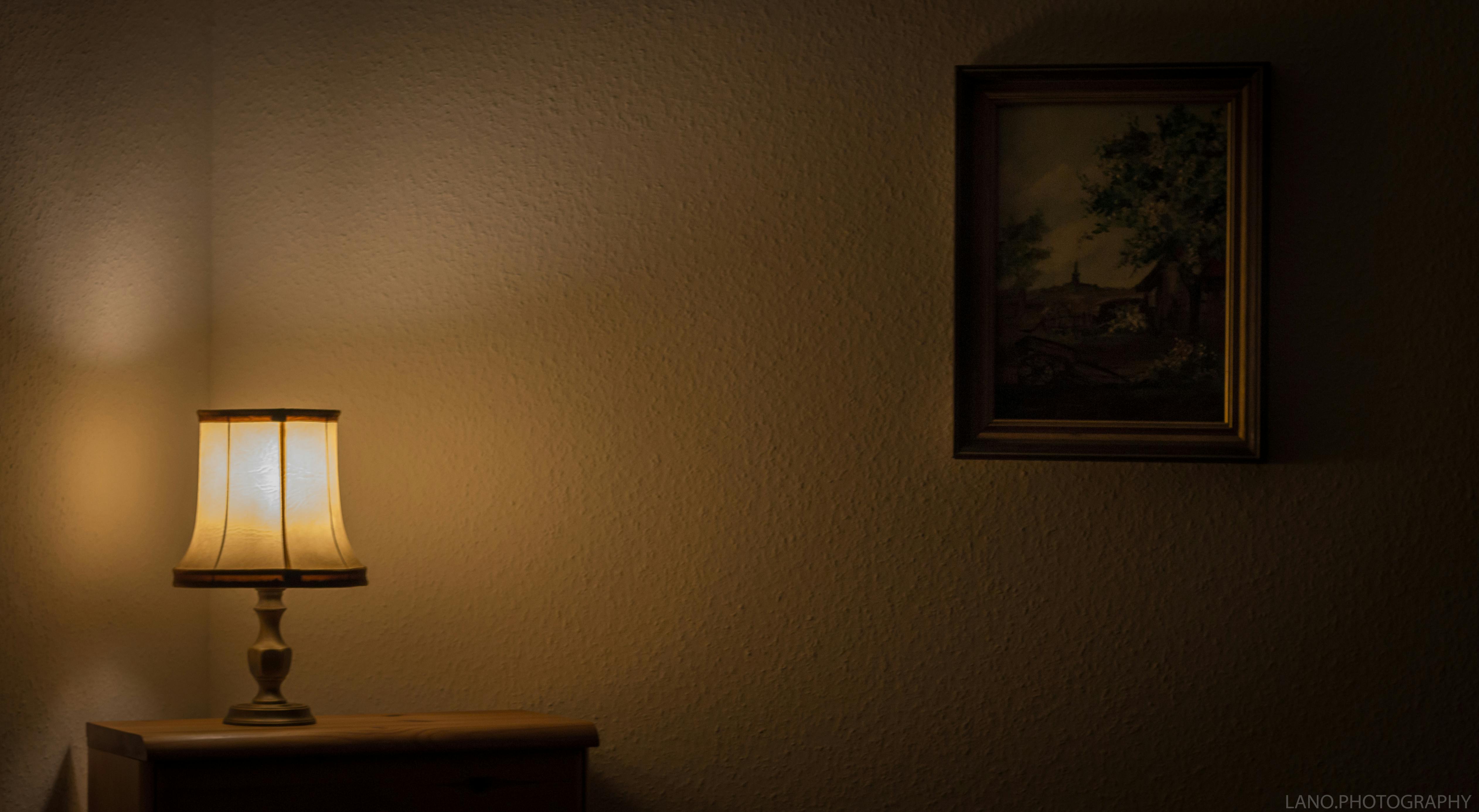 Table Lamp on Nightstand · Free Stock Photo