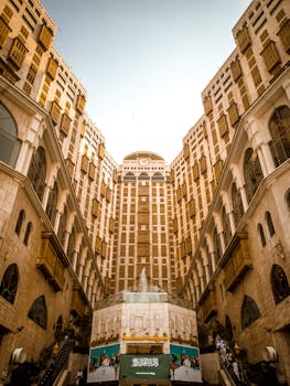 A breathtaking view of the iconic Makkah Towers showcasing the grandeur of Saudi architecture.