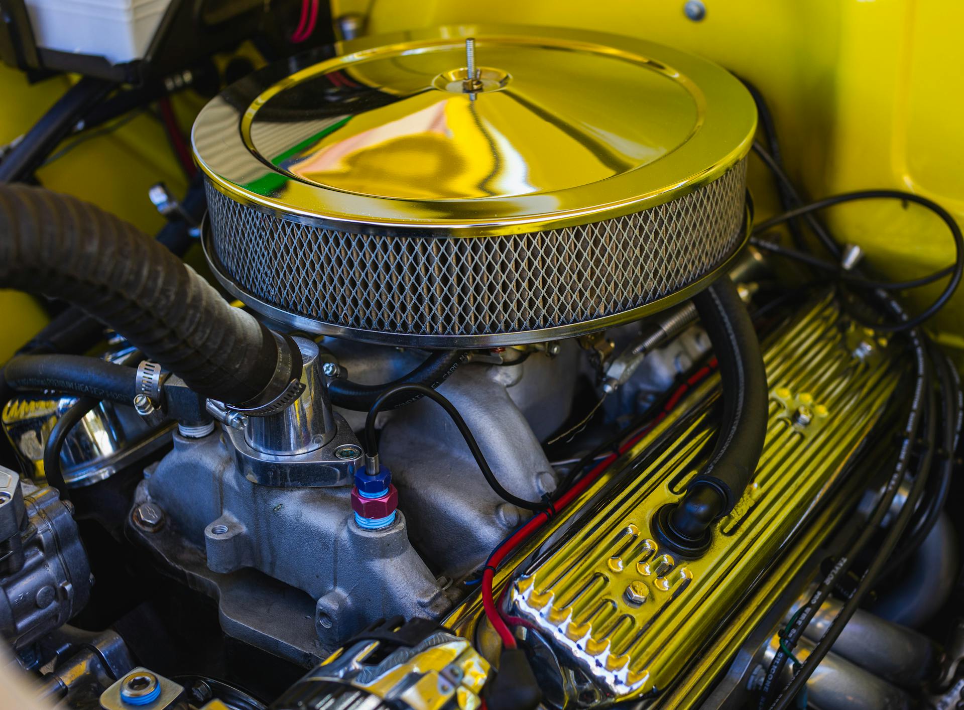Car Engine and Parts under the Hood