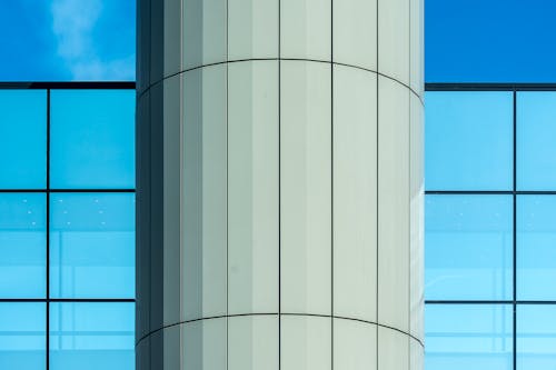 A close up of a building with blue sky