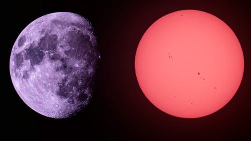 Moon and Sun relative size composition