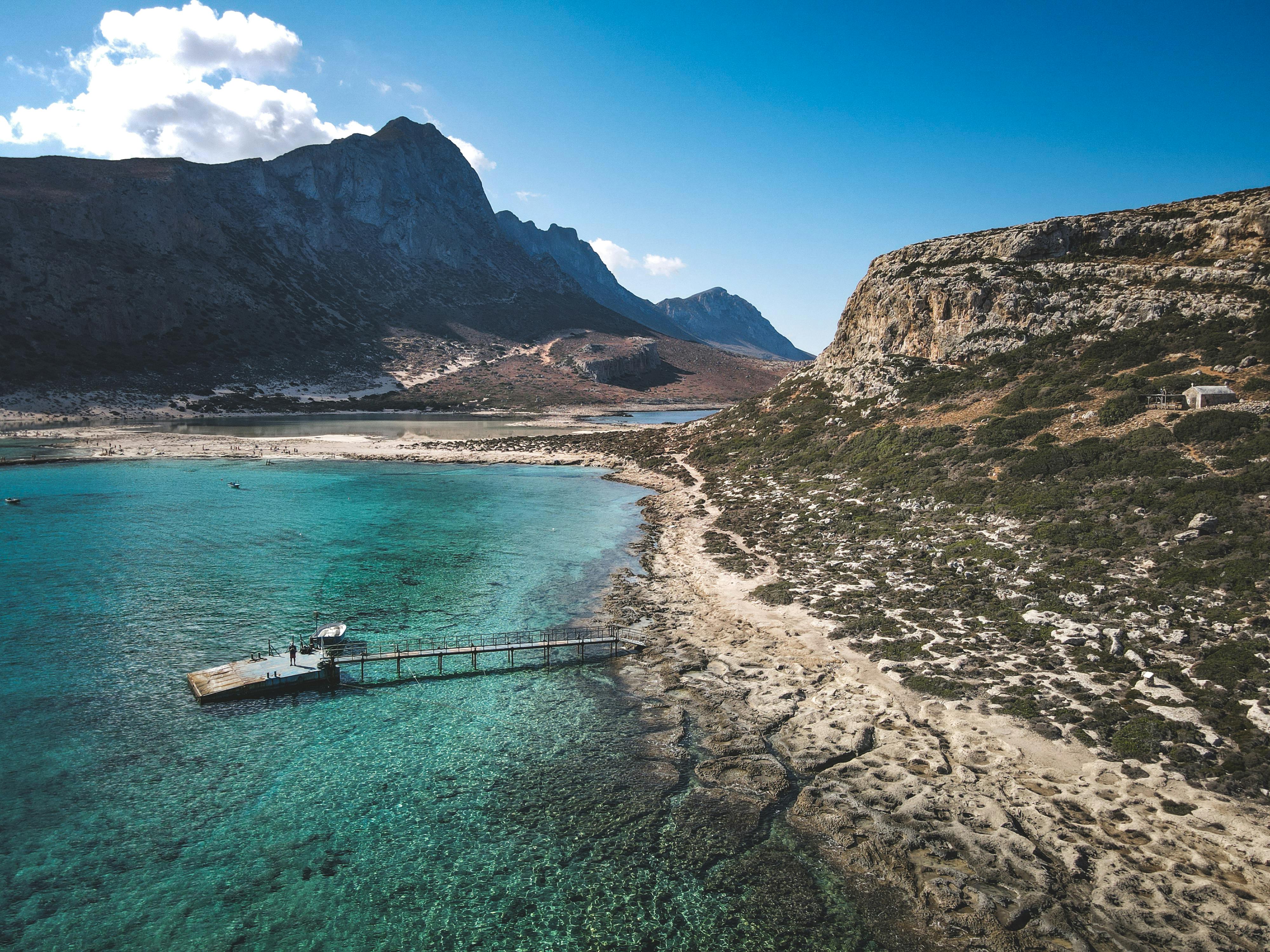 Coastal Landscape with Small Dock at the End of Pier