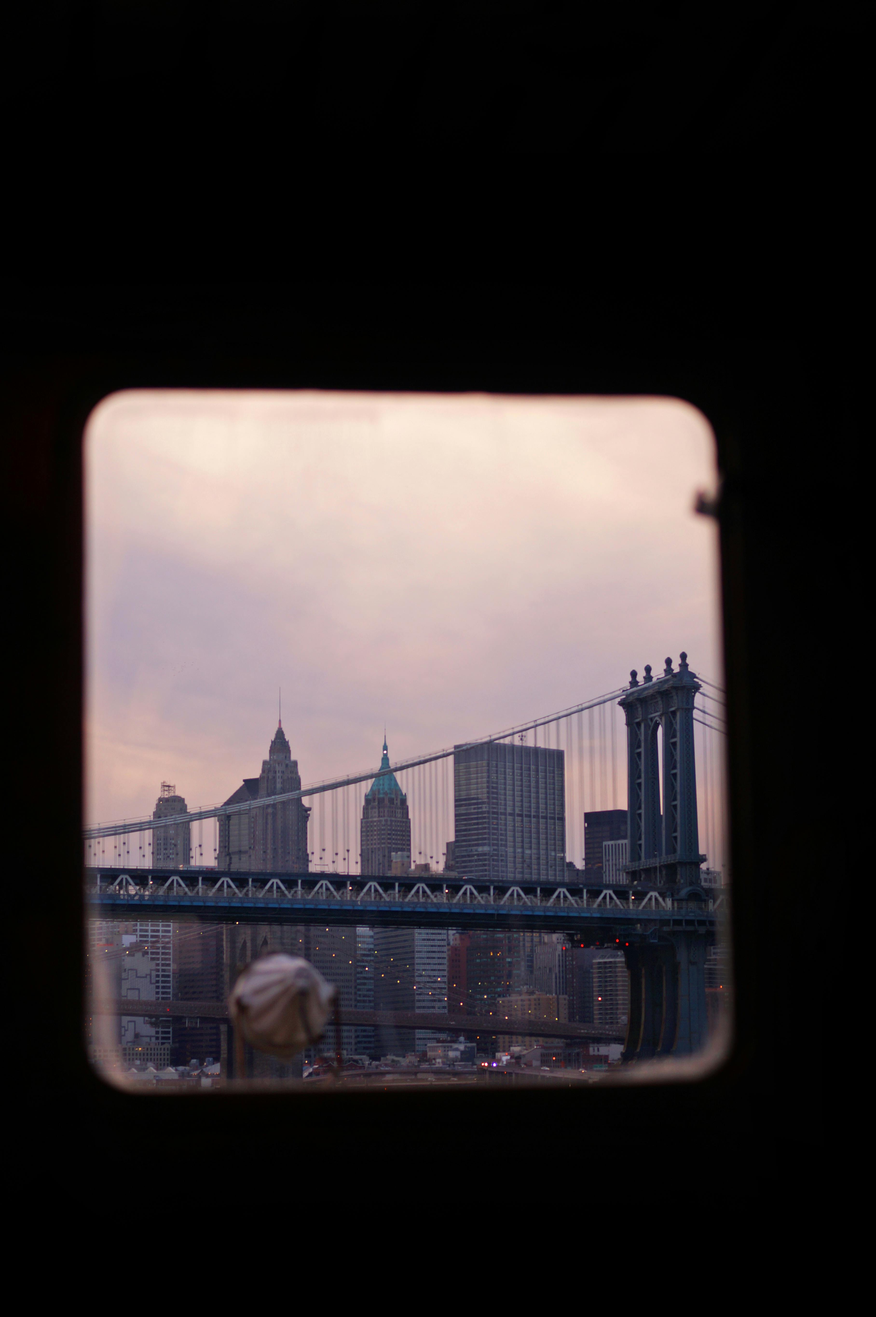 view of buildings from a vehicle window