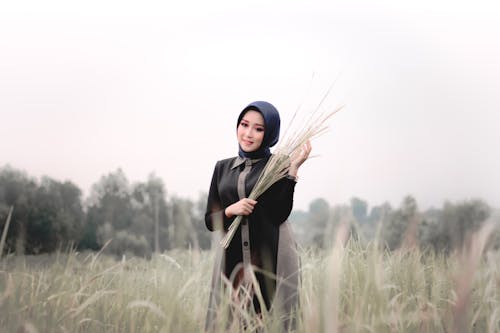 Free Woman at the Rice Field Stock Photo
