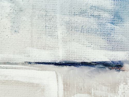 Free Close-up of a textured canvas artwork with abstract white and blue patterns. Stock Photo