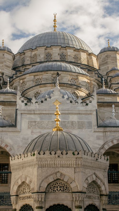 Free Detailed view of the Ottoman architectural elements of Yeni Mosque in Istanbul, Turkey. Stock Photo