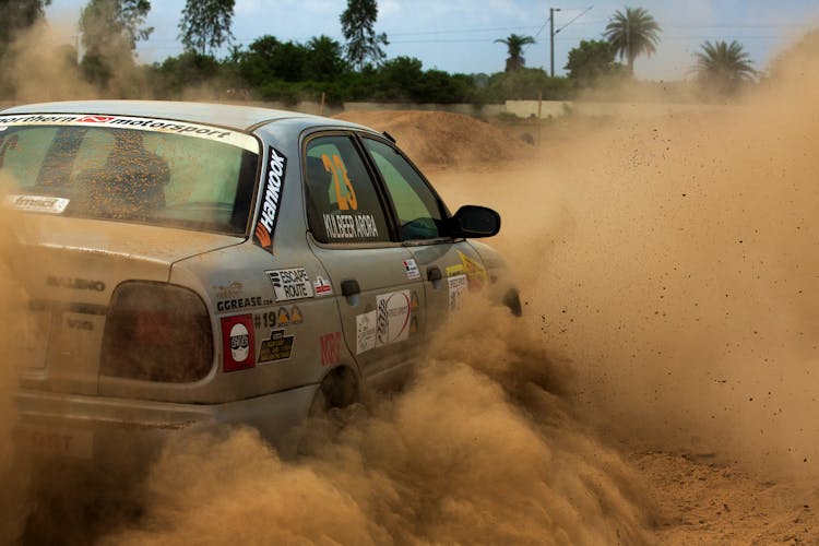 Silver Car With Dust