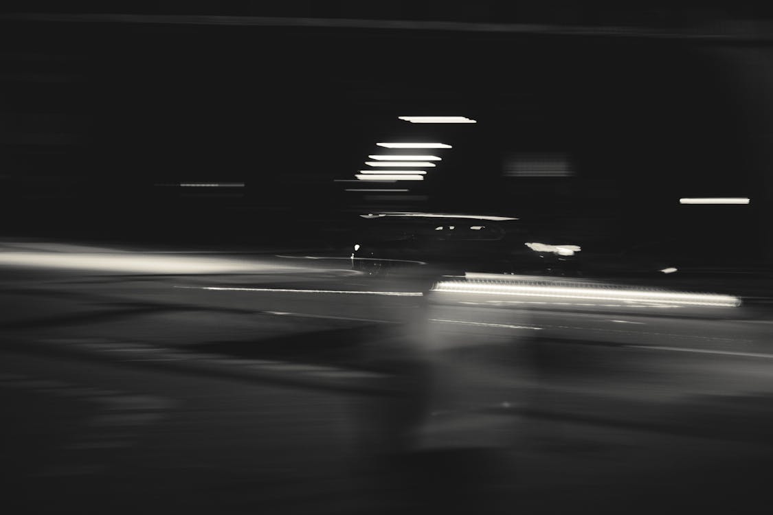 Free stock photo of black and white, car, long exposure