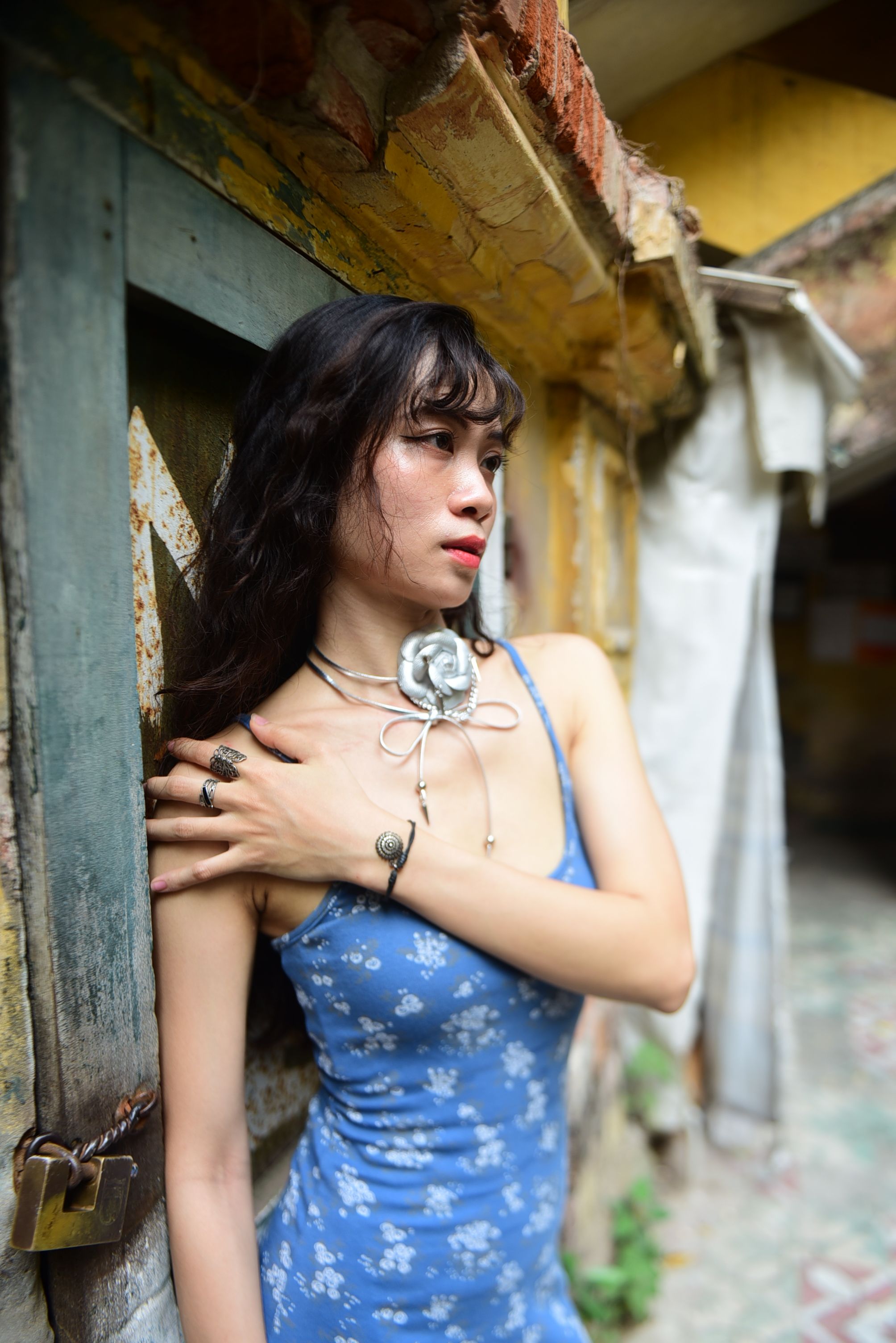 Woman in Blue Camisole Dress  Free Stock Photo
