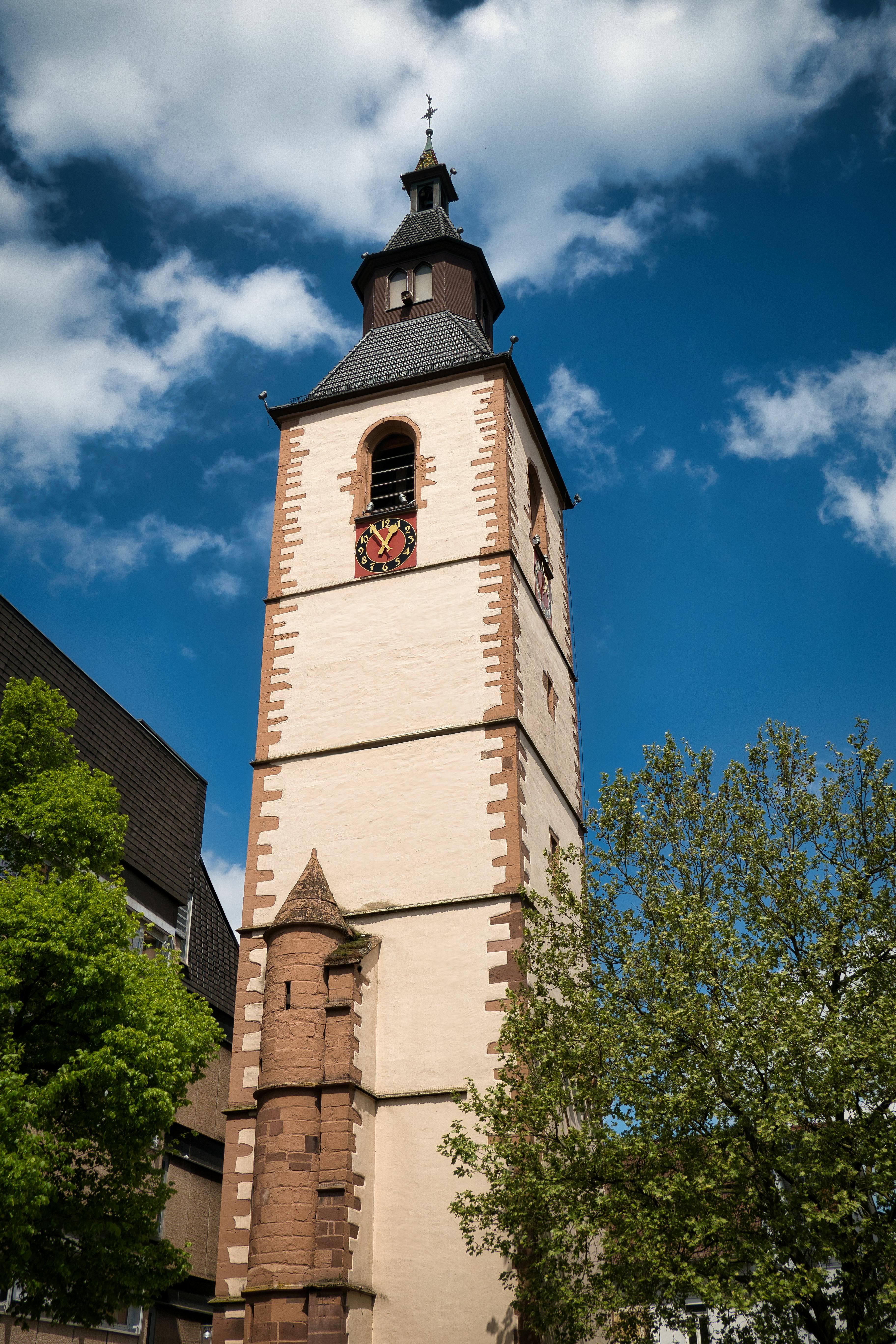 bell and clock tower on nagold in germany