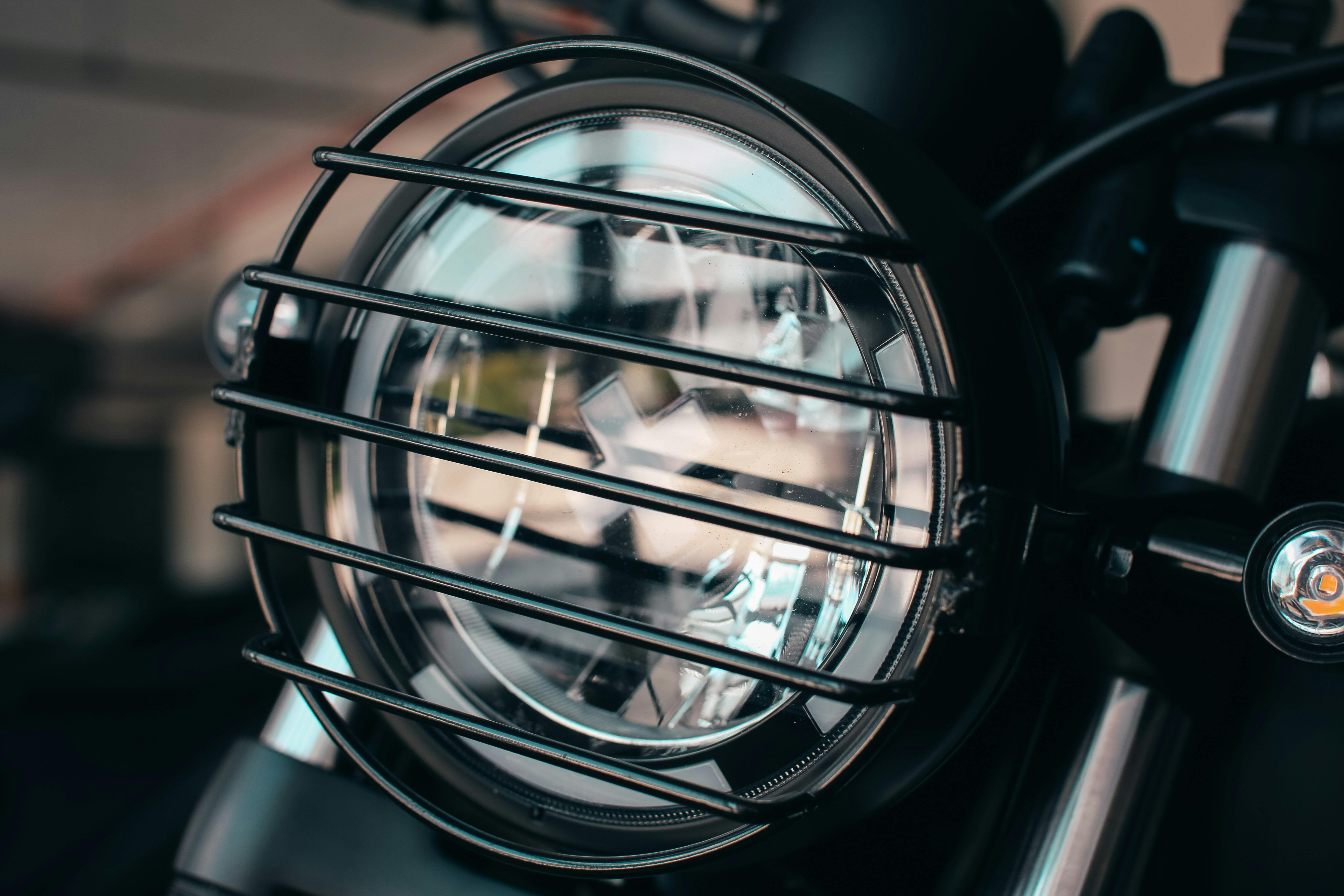 barred headlight of motorcycle