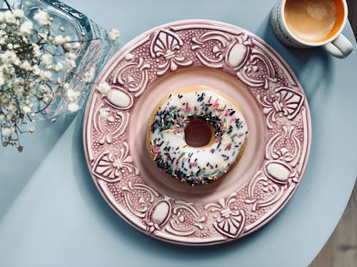 donuts in a fancy plate 