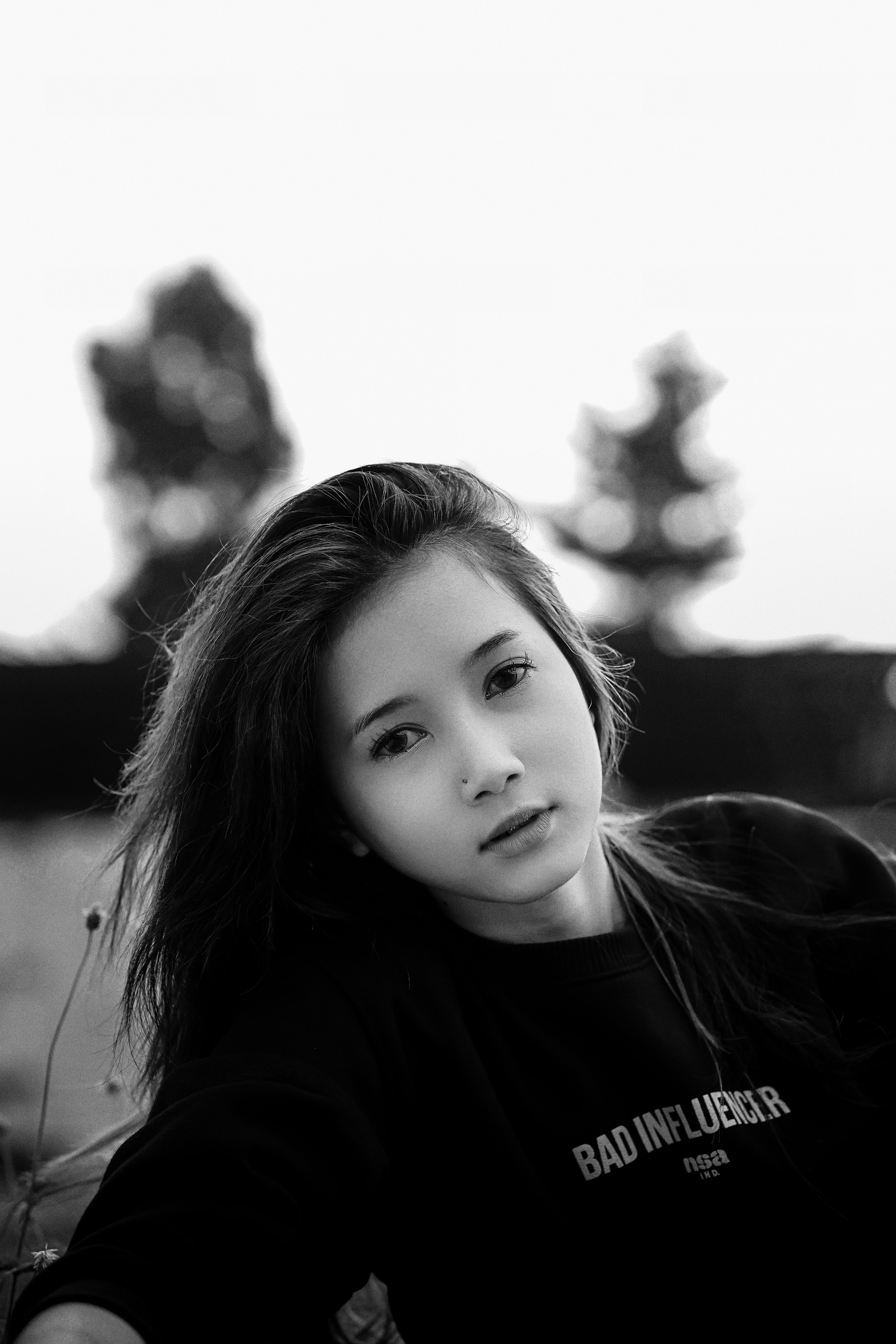 Portrait of Woman in Black and White · Free Stock Photo