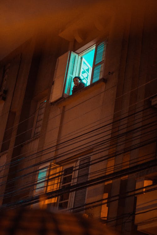 Free stock photo of city, night, window