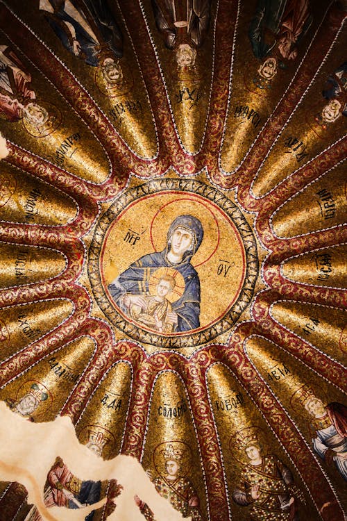 The ceiling of the church of the holy sepulchre in jerusalem