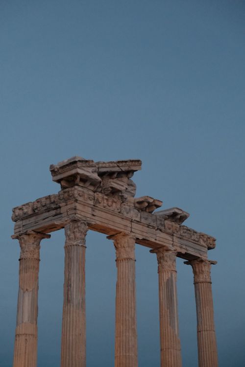 Free Breathtaking view of ancient Apollo Temple columns during dawn in Side, Turkey. Stock Photo