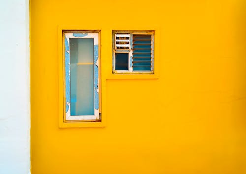 노란색, 벽, 색깔의 무료 스톡 사진