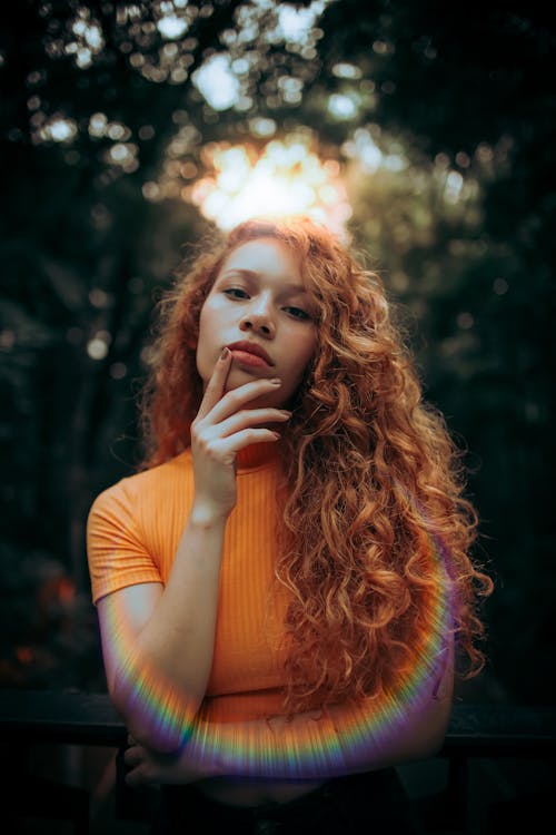 Free Woman In Orange Top Stock Photo