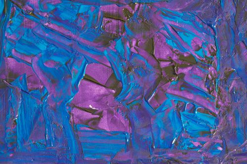 Free Dynamic abstract painting with vibrant blue and purple acrylic layers. Stock Photo