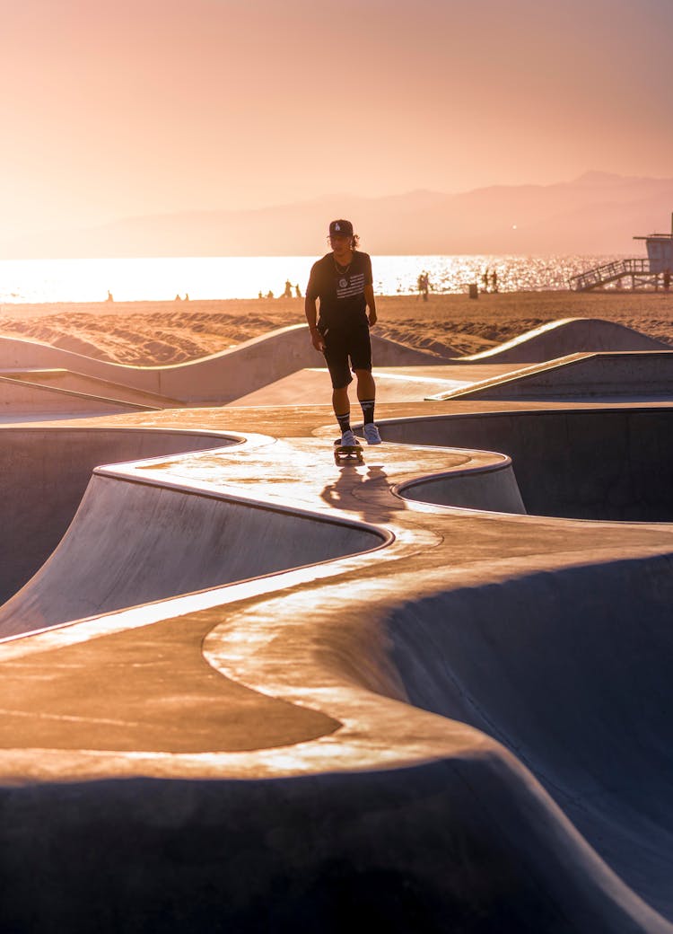 Man Skating DDuring Golden Hour