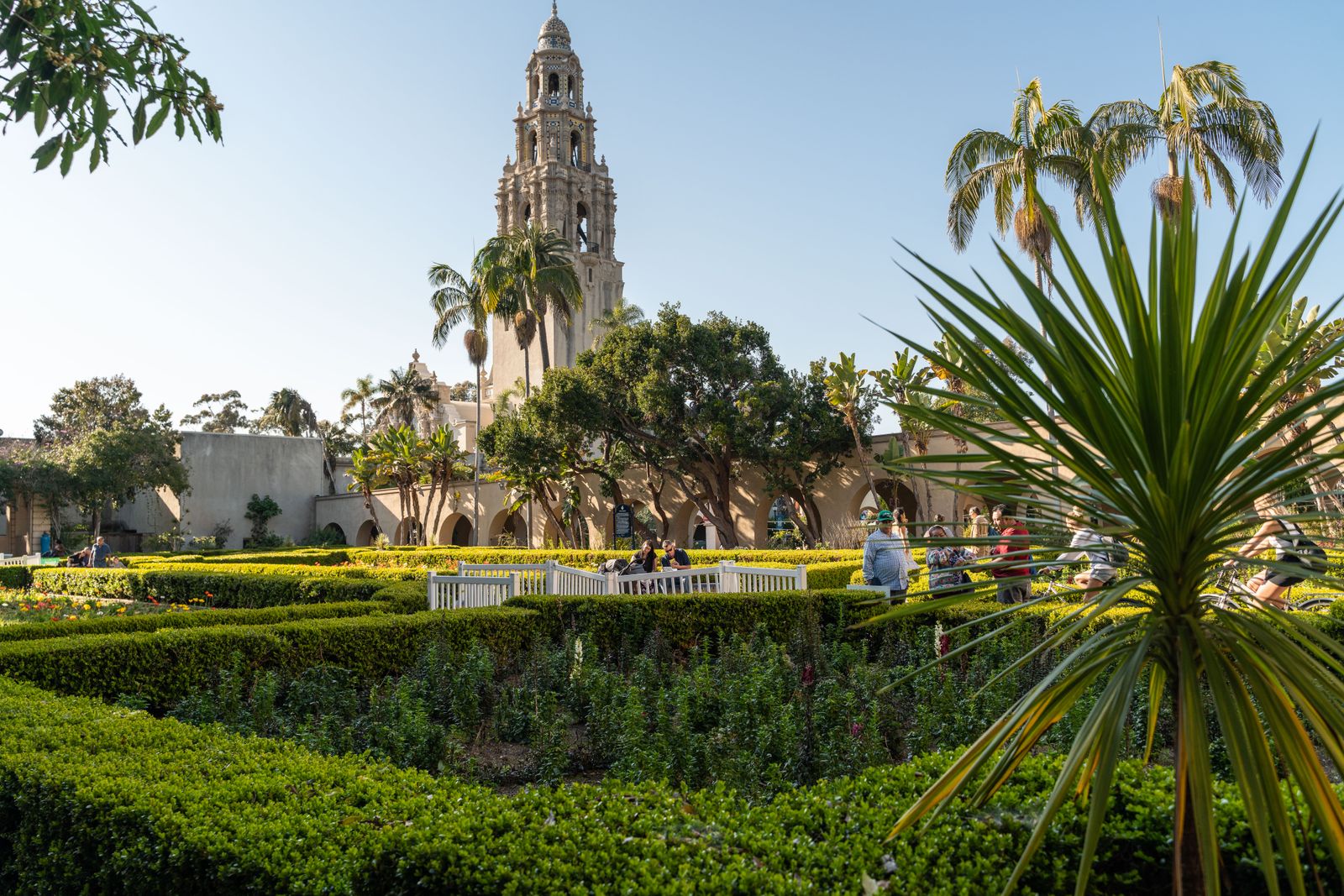 The lush gardens and historic Spanish-colonial architecture of Balboa Park in San Diego
