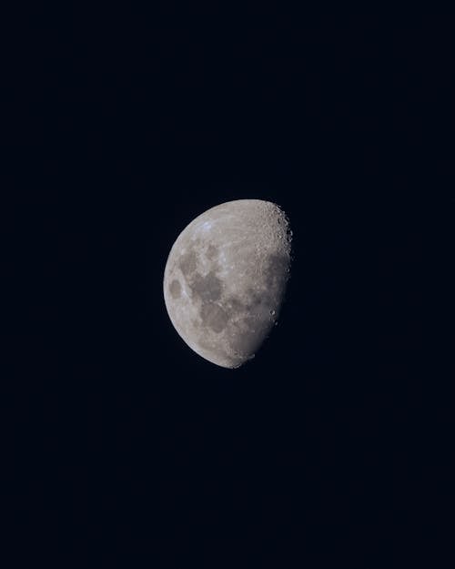 A black and white photo of the moon