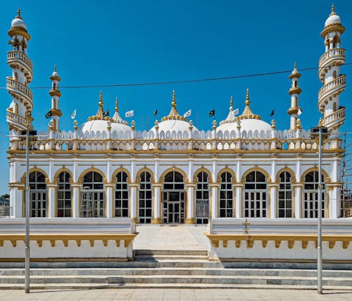 The white and gold mosque in india