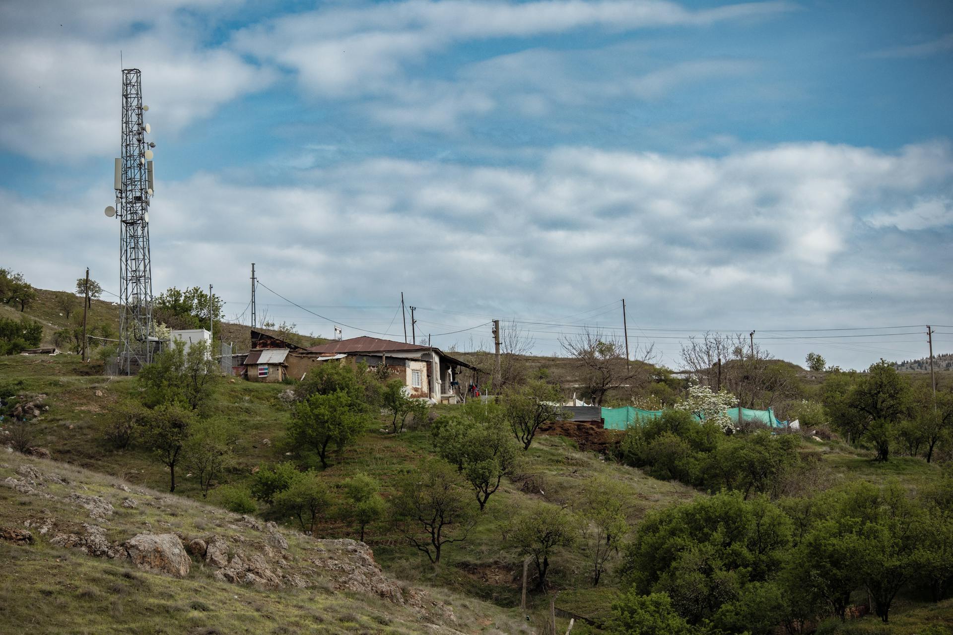 Farm and Cell Tower on the Hillside