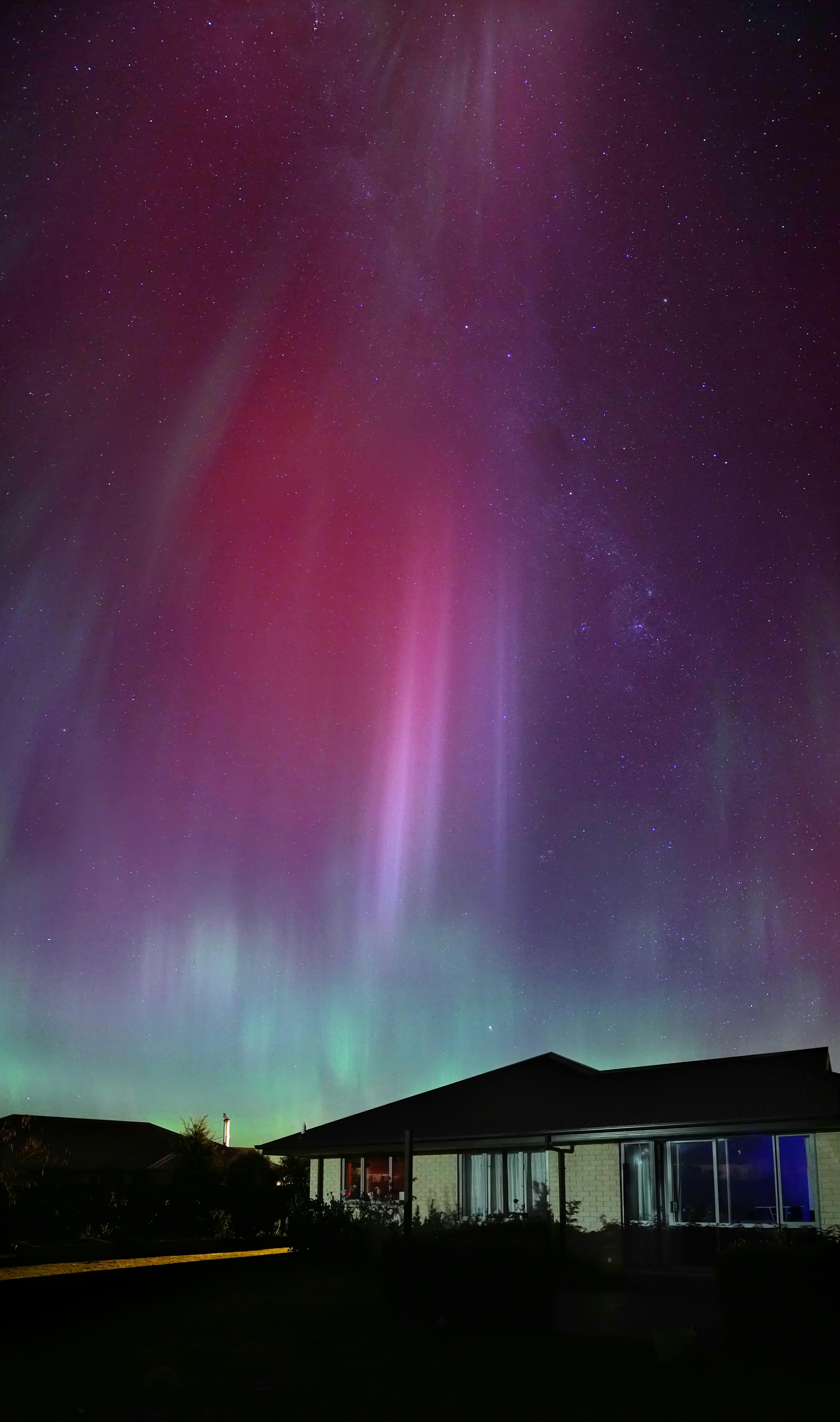 aurora borealis in starry sky