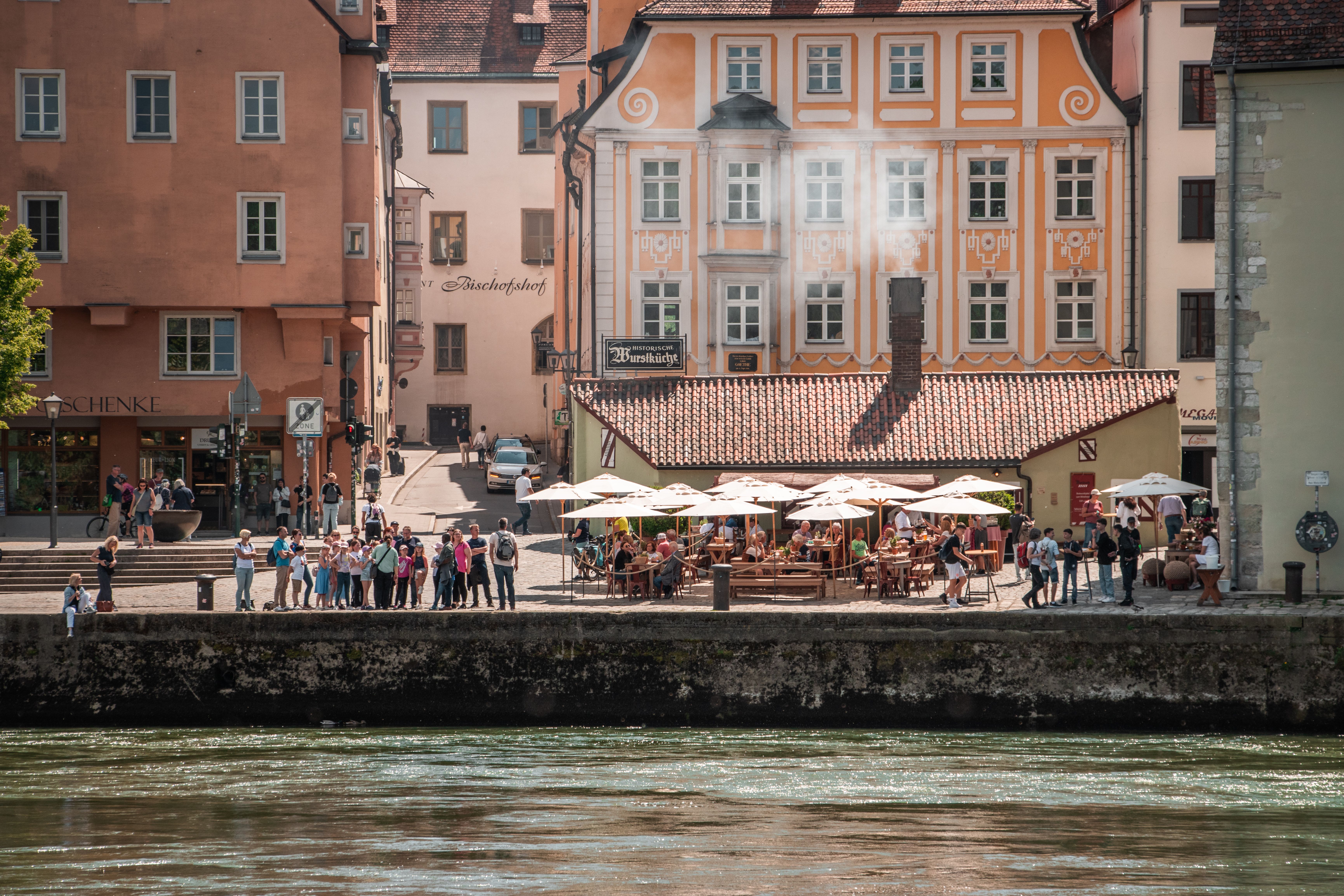 Restaurant by River in Regensburg in Germany · Free Stock Photo