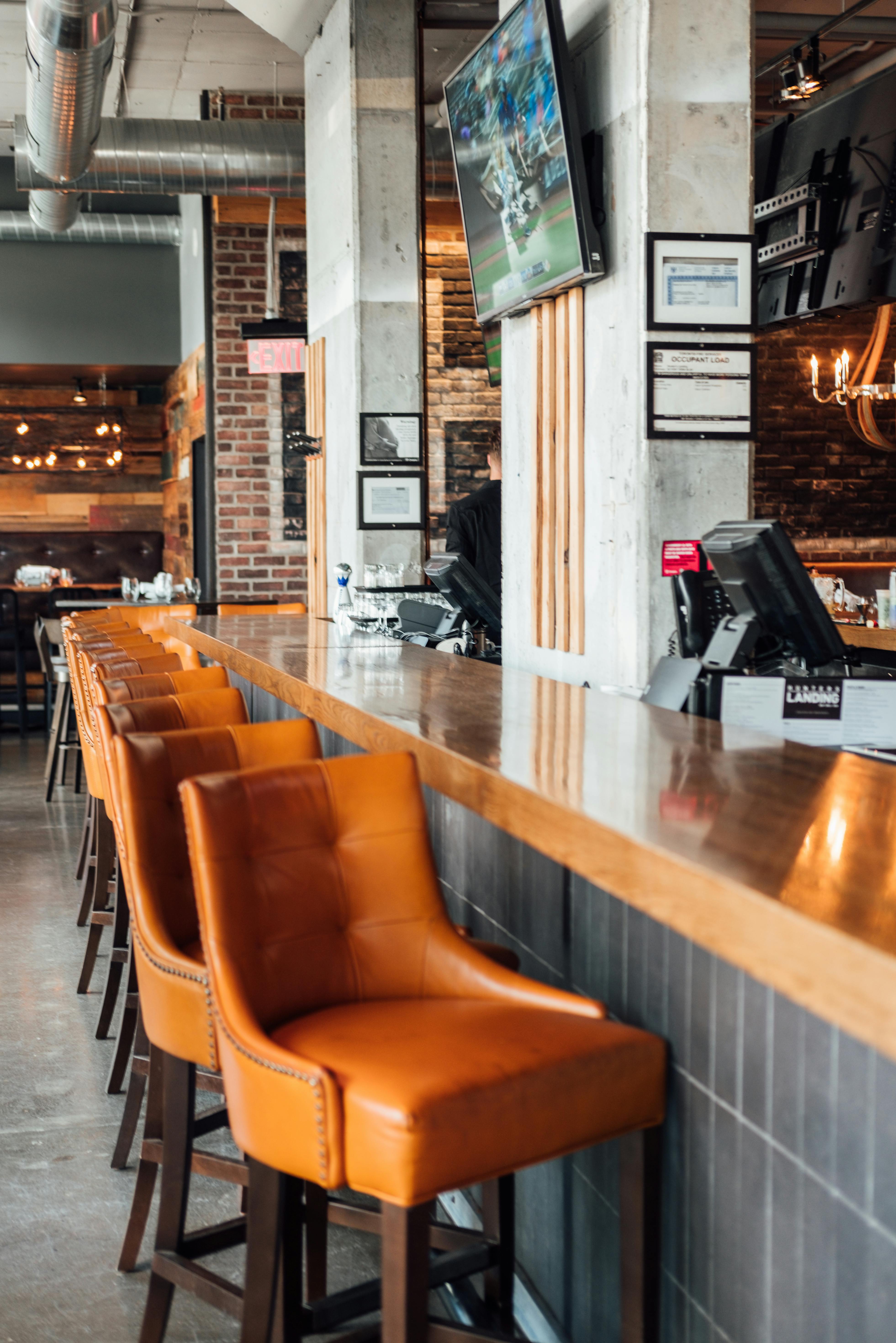 Brown Leather Bar Stools Free Stock Photo