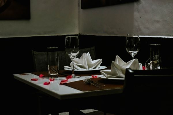 Elegant dinner table with wineglasses