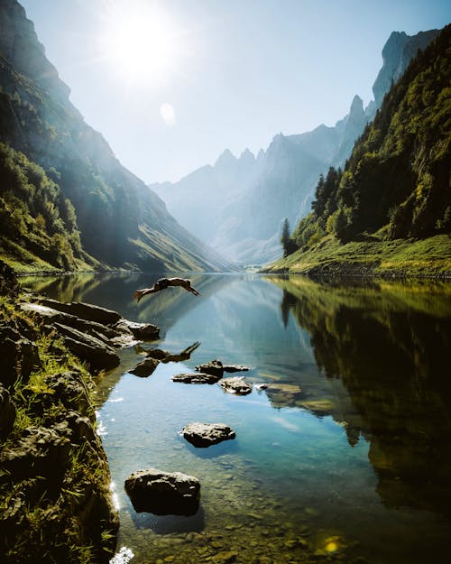 Free River Between Mountains Stock Photo