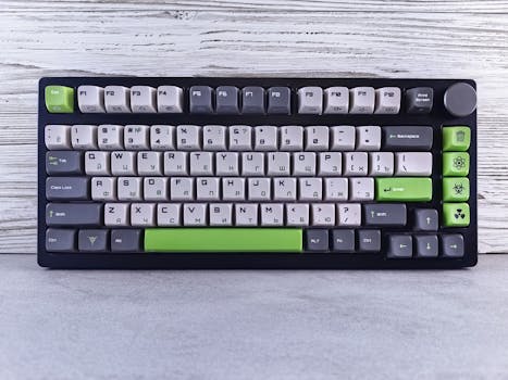 Custom mechanical keyboard with Cyrillic and English keycaps on a wooden surface.