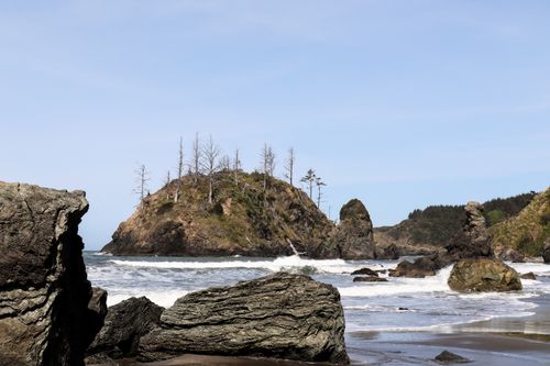 Free Explore rocky landscapes and crashing waves at Trinidad State Beach, California. Stock Photo