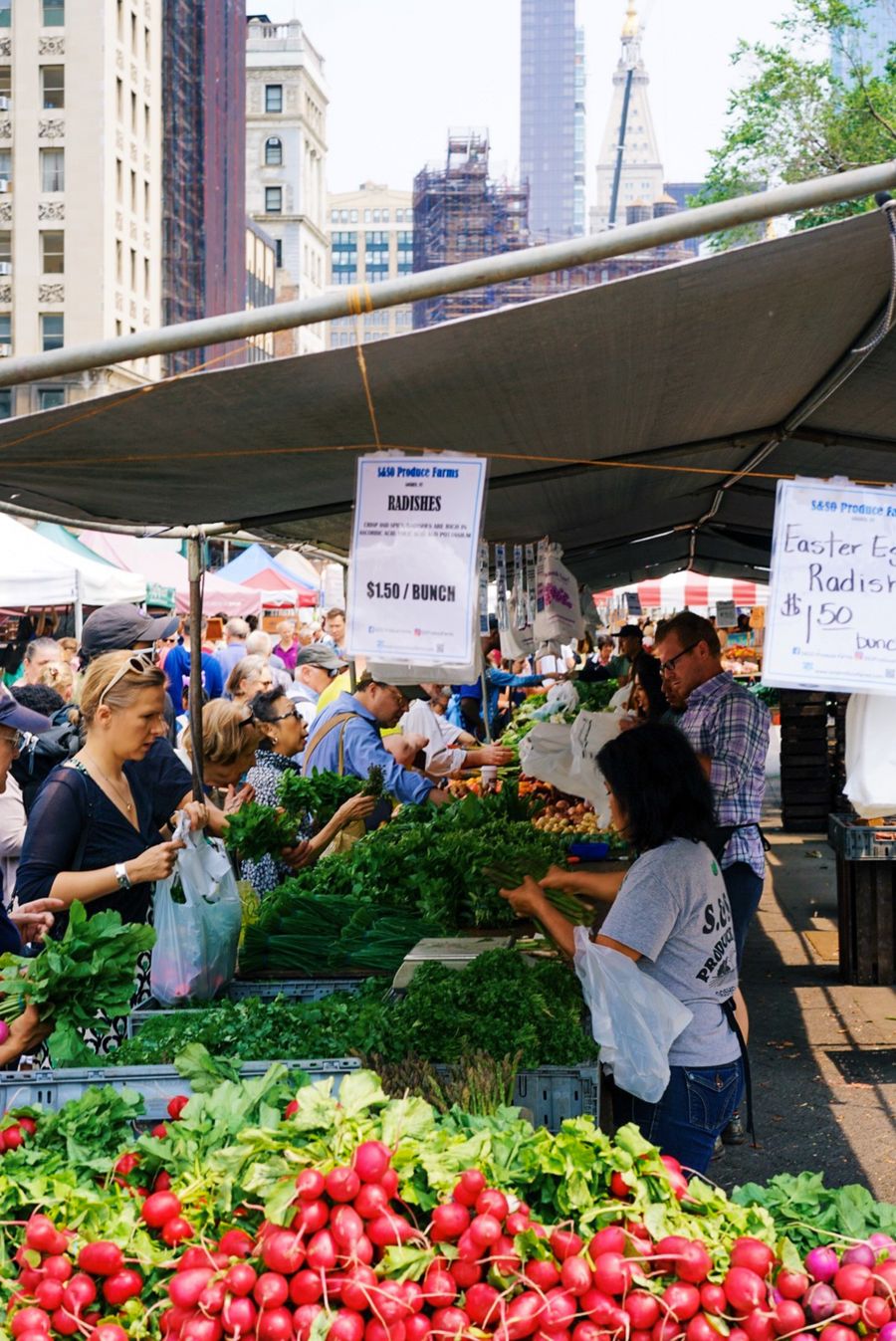 Fresh vegetables on display at a street market