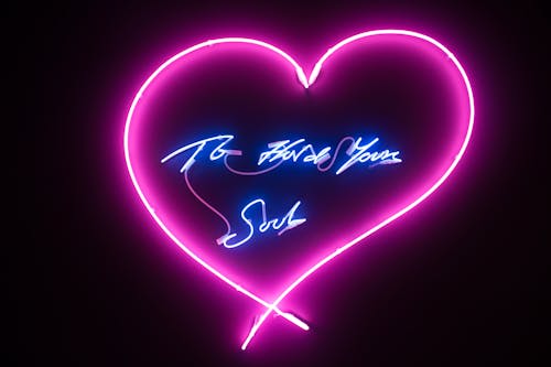 Pink and Blue Heart Neon Signage