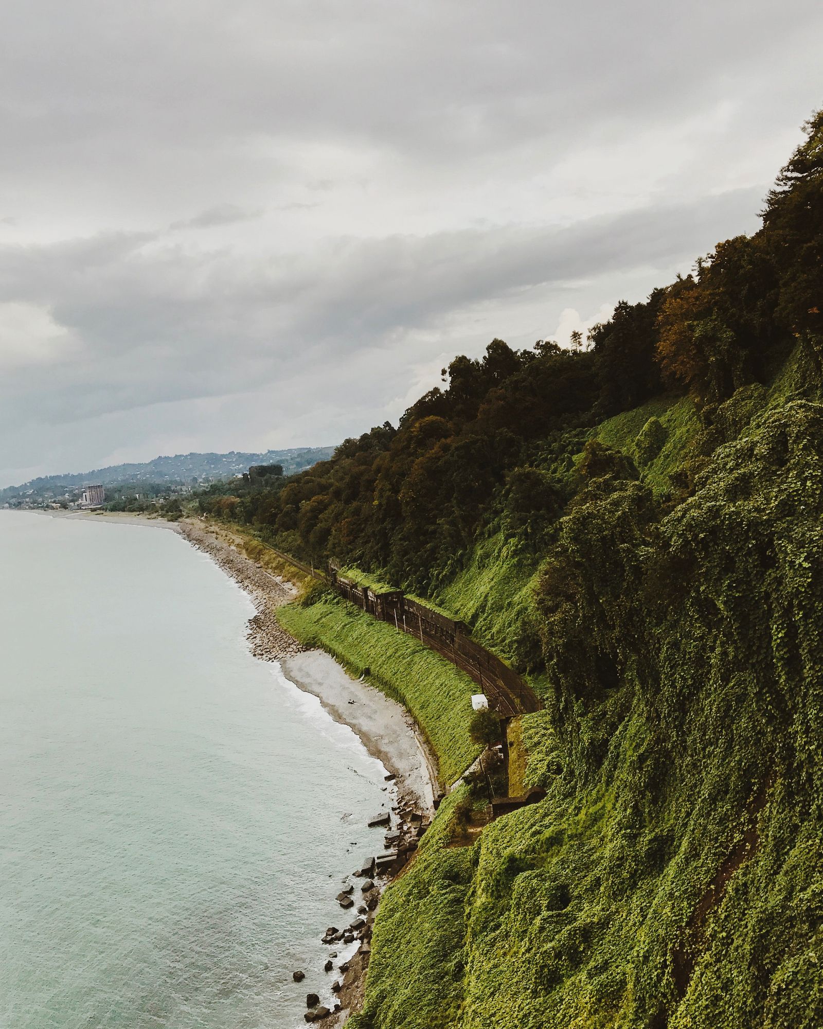 Green Batumi coastline meeting the Black Sea