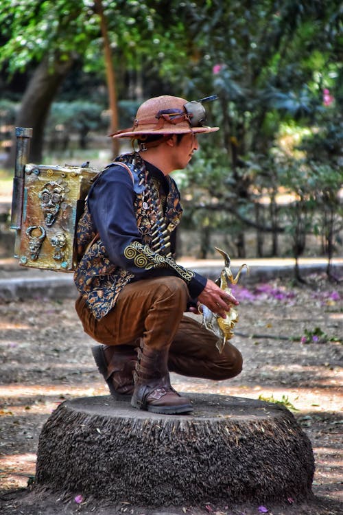 Free stock photo of backpack, hat, man