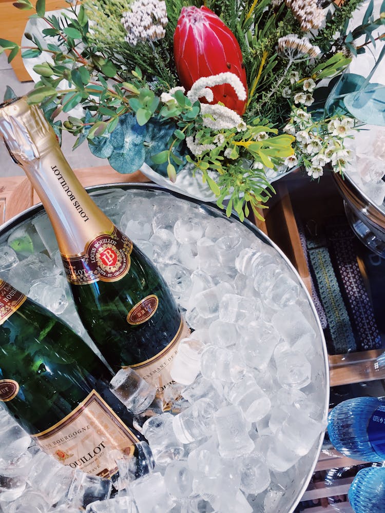 Wine Bottles On Ice Bucket