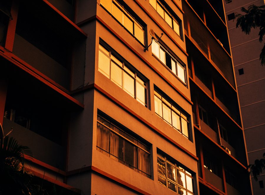 Apartment building in warm evening light