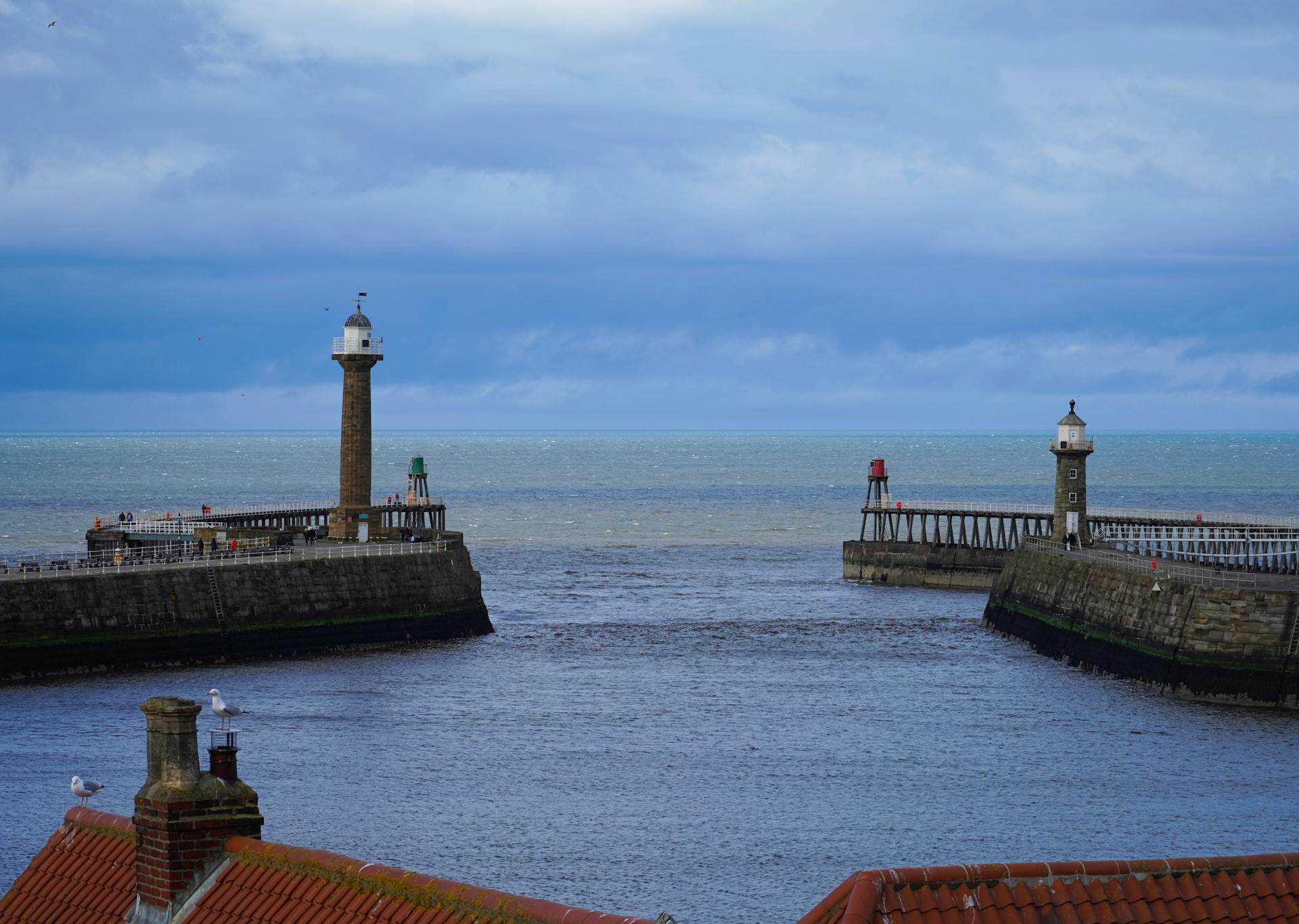 A Port Entrance With Lighthouses